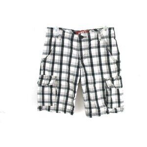 Levis Plaid Cargo Shorts size 28 Men Boys Black White Gray Long